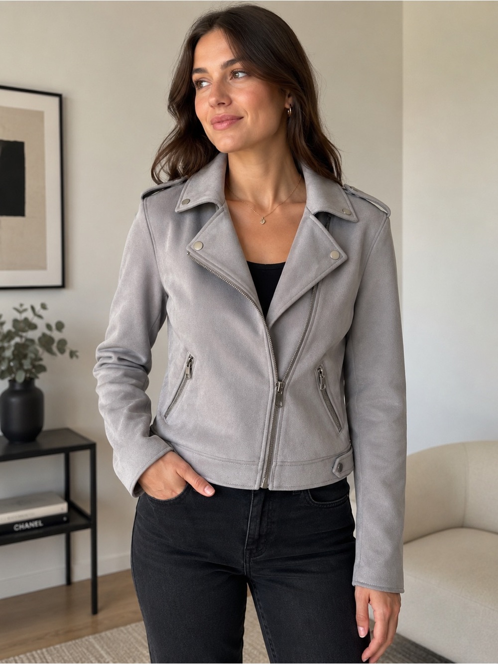LOFT Faux Suede Moto Jacket –